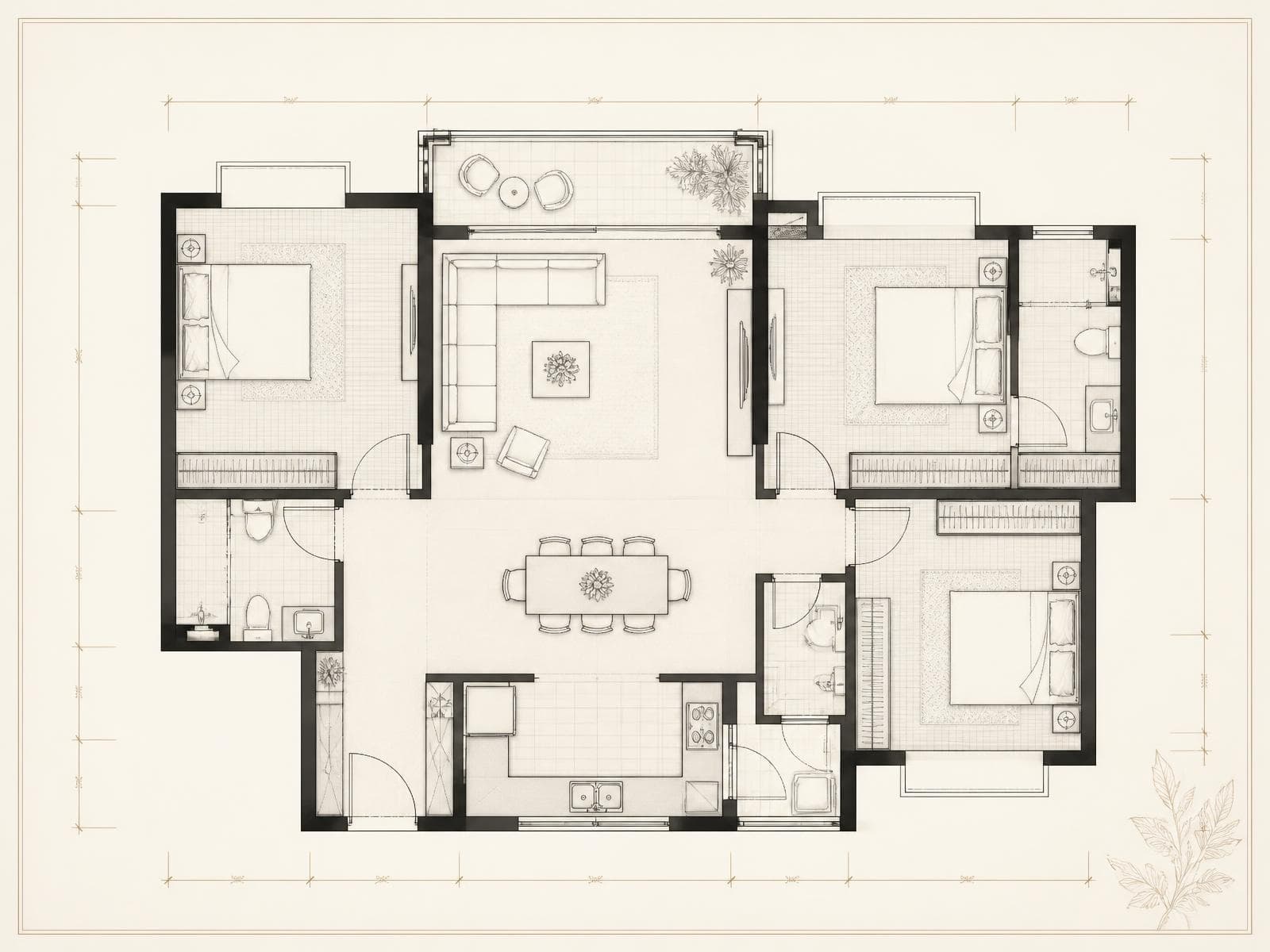 Modern 3BHK Residence preview — not certified for construction