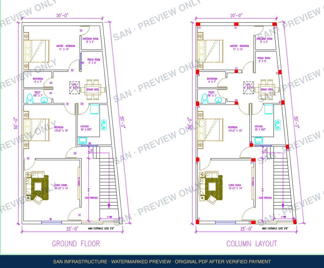 25 × 50 · Tapered Plot Home watermarked preview